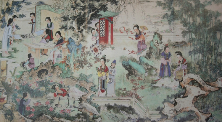 分曹射覆，中国民间近于占卜术的猜物游戏。是写酒桌上娱乐的情景。大家分成几组行酒令。.jpg